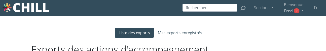 Sélecteur qui permet d'accéder à la liste des exports enregistrés