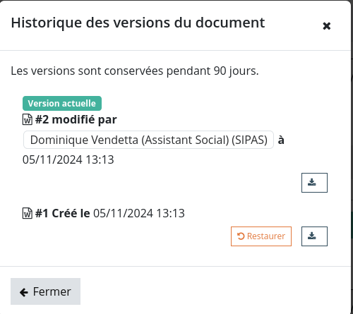 Historique d'un document