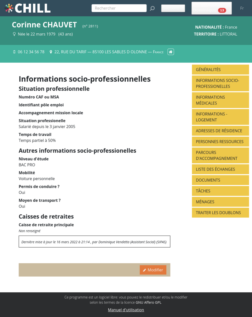 Informations socio-professionnelles